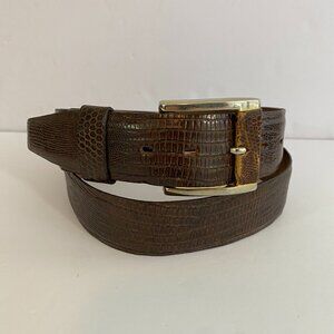 Footjoy Brown Leather Belt Size 36 Snake Print Gold Hardware